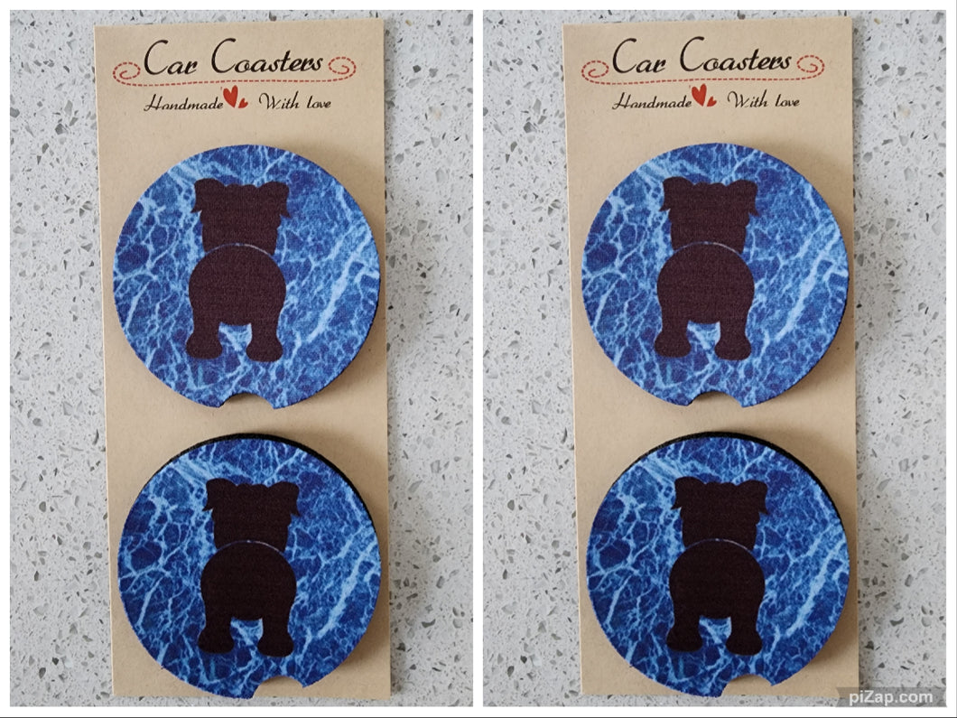 Bulldog Silhouette Car Coasters, Set of 4