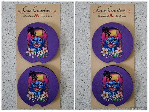 Stitch Car Coasters, Set of 4