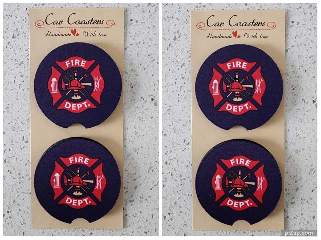 Fire Department Car Coasters, Set of 4