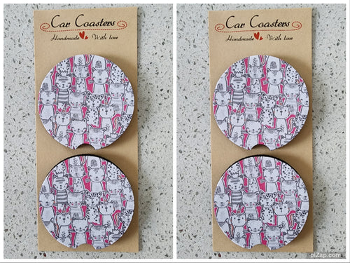 Cats Collage Car Coasters, Set of 4