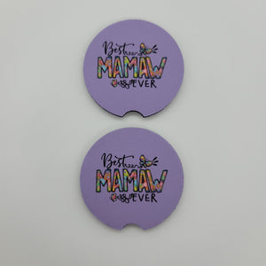 "Best Mamaw Ever" Car Coasters