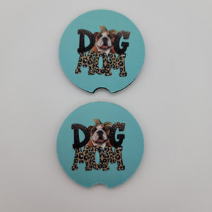 Bulldog "Dog Mom" Car Coasters