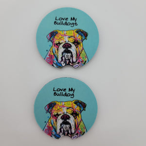 "Love My Bulldogs" Car Coasters