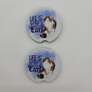 "Life is Better with Cats" Car Coasters
