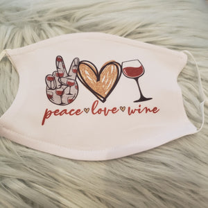 Wine "Peace, Love, Wine" Mask
