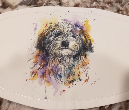 Havanese Watercolor Splash Mask
